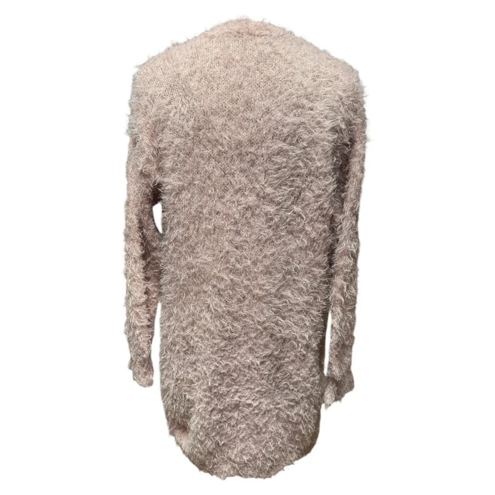 NWOT Moral Fiber Cozy Shaggy Dusty Rose Open Cardigan Sweater Size Large - Picture 3 of 6